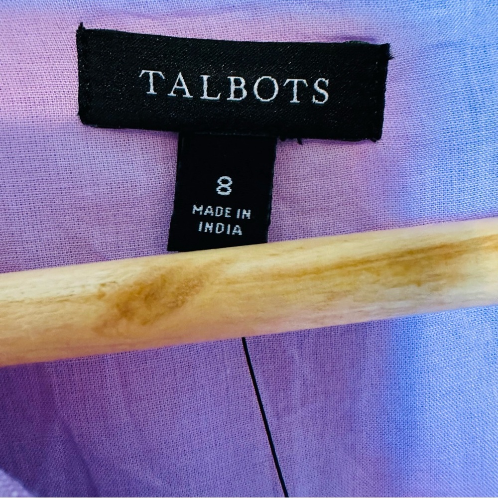 Talbots Embroidered Linen Shift Dress in Purple Size 8 - Picture 7 of 10